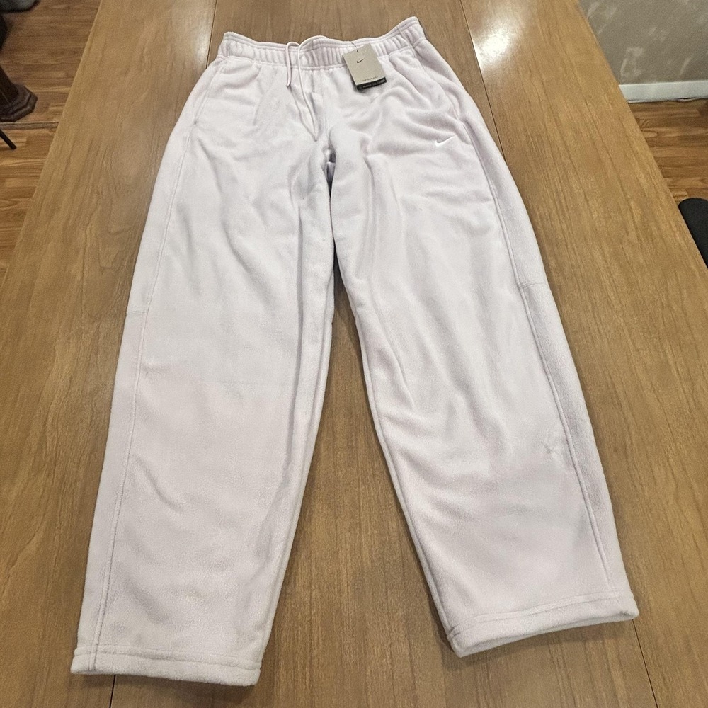 Nike Pants Womens M Pink Therma-FIT Fleece Sweatpants Loose Fit Mid Rise Thermal